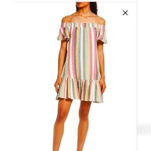 Shirley Stripe Off the Shoulder Cotton Minidress